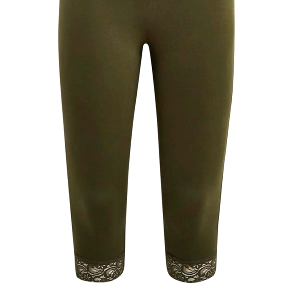 ❤NWT TORRID LEGGING - CAPRI - MOSSY GREEN - MID RISE - LACE TRIM Large / Size 12 - Picture 8 of 10